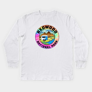 Redwood National Park California Camper Camping Camp Trailer Kids Long Sleeve T-Shirt